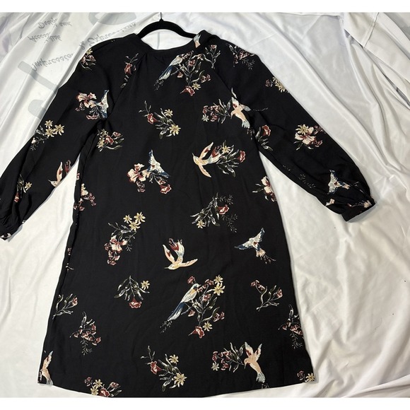 H&M Dress Long Sleeve Calf Length Black Floral Print Size 6 - Picture 2 of 5